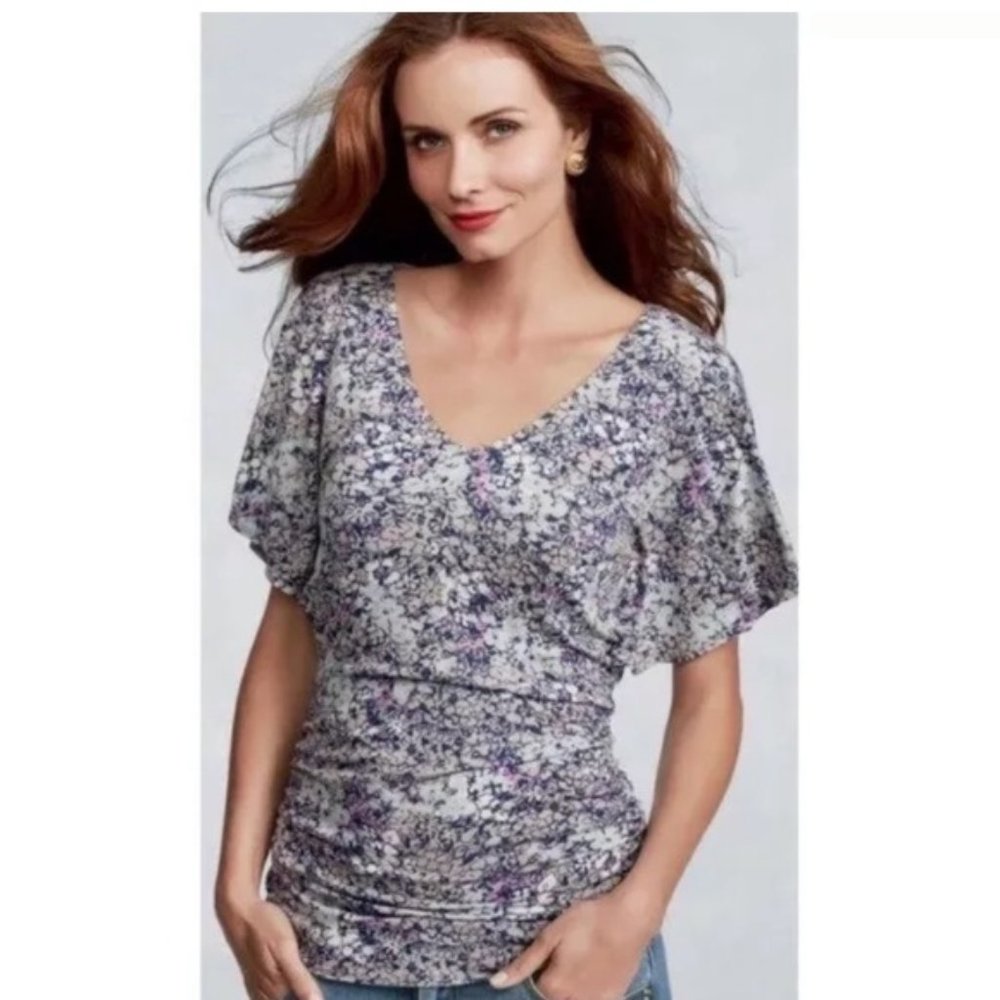 CAbi: Spring Floral Flutter Sleeve
